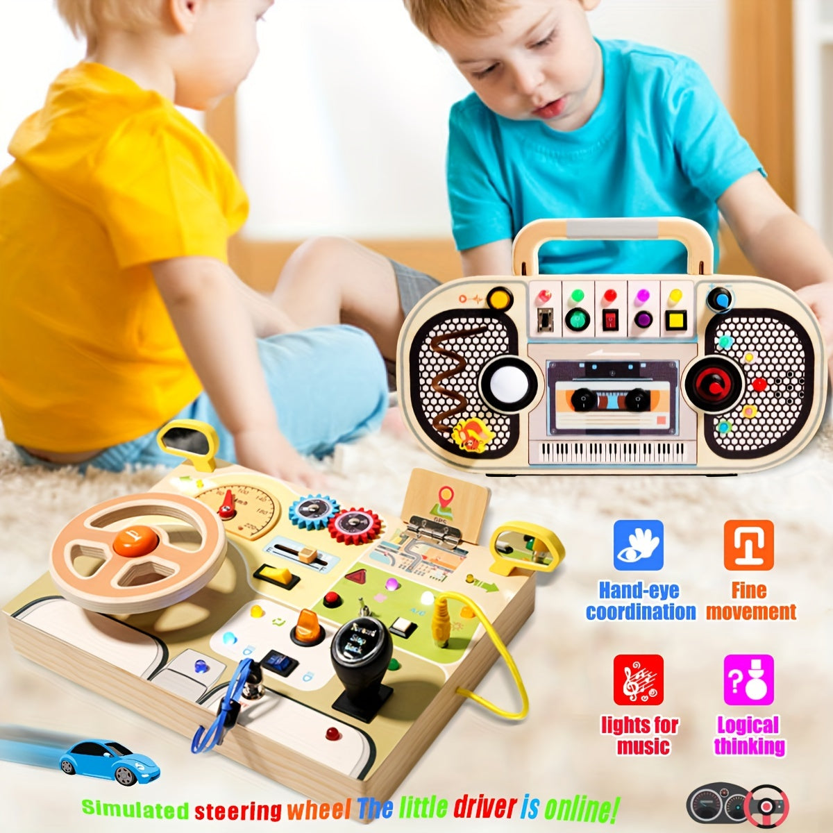 Tableau d'Activités Interactif en Bois avec Lumières et Musique - KIDILIGHT