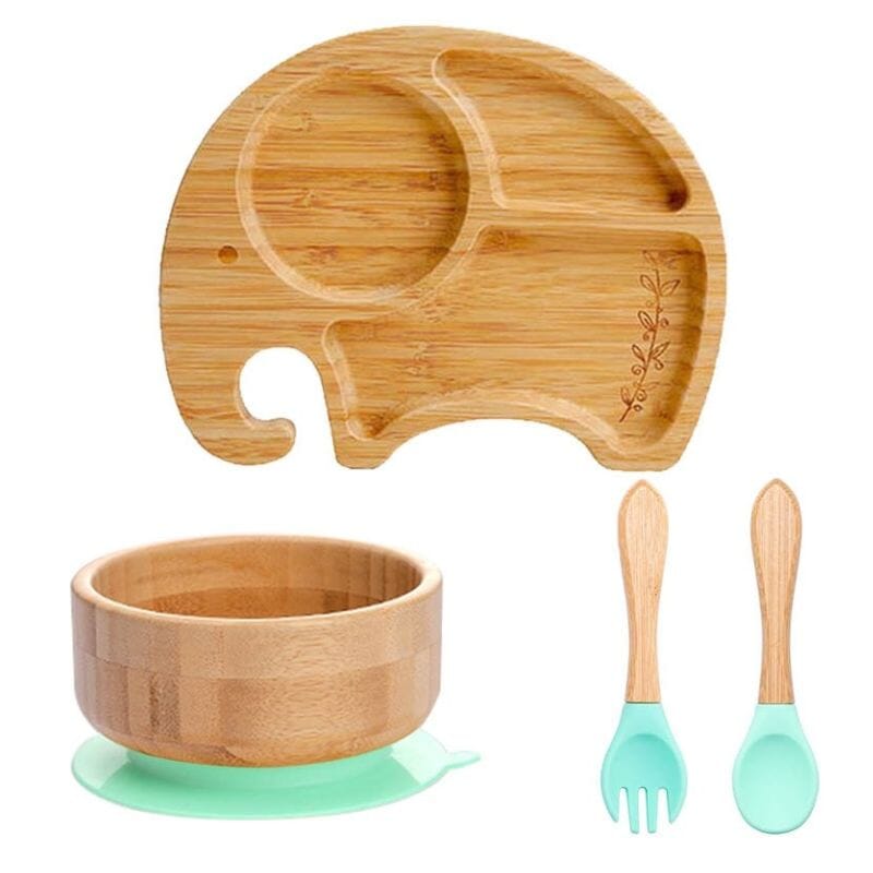 Assiette Bambou avec Ventouse Anti-Renversement pour Bébé - Elephassiette