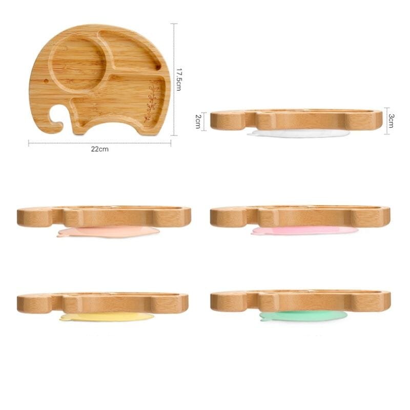 Assiette Bambou avec Ventouse Anti-Renversement pour Bébé - Elephassiette