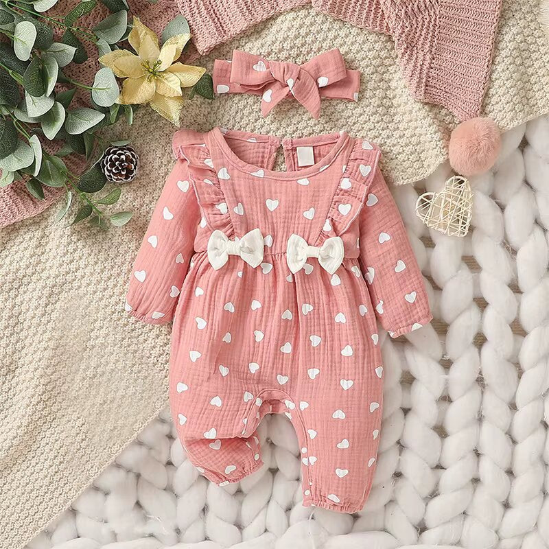 Barboteuse florale bébé fille manches longues avec bandeau – Lilovia