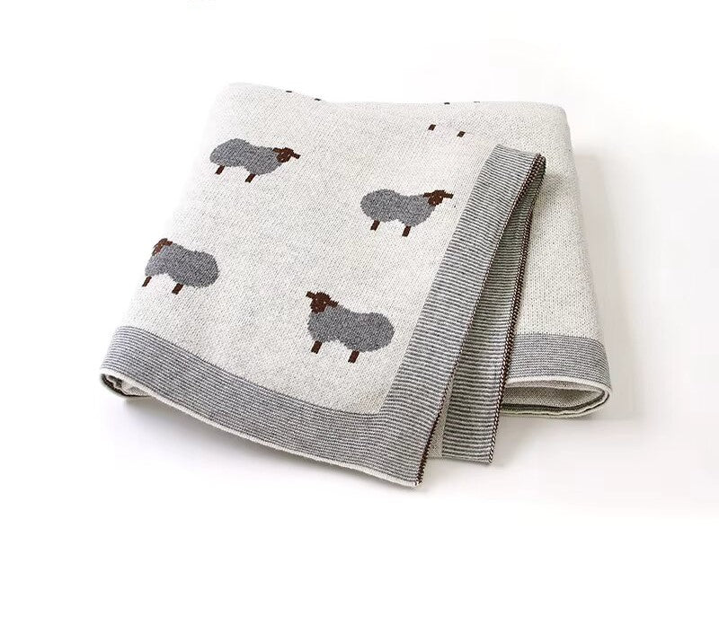 Couverture bébé coton tricoté rayée – Nubi