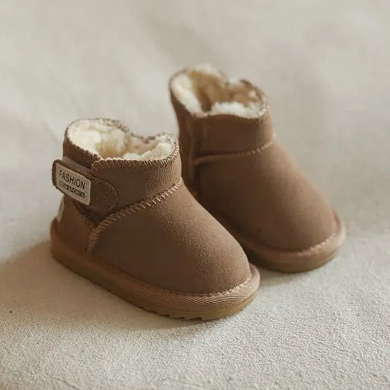 Bottes rembourrées en Cuir pour Enfants avec Fermeture Velcro - ChaudBotte