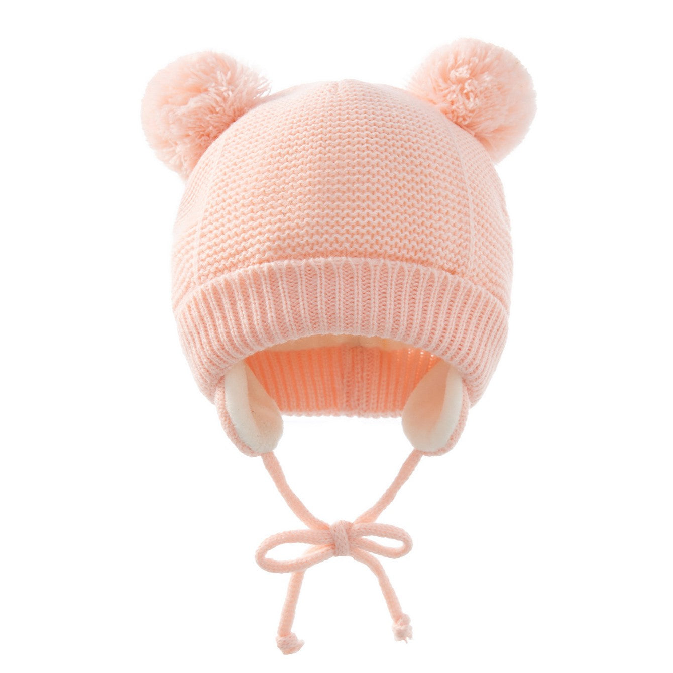 Chapeau bébé hiver en tricot, avec liens et doublure polaire - BonnetChaud