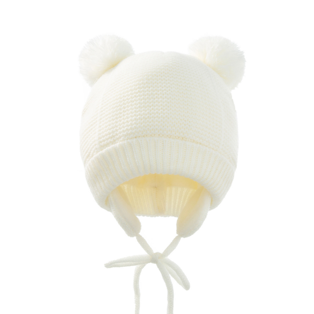 Chapeau bébé hiver en tricot, avec liens et doublure polaire - BonnetChaud