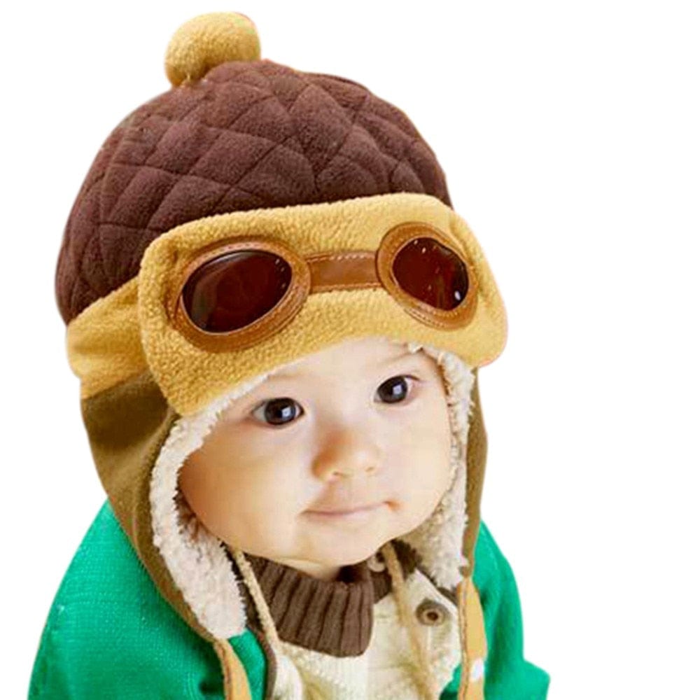 Chapeau bébé hiver ours pilote - Ourson Aviateur