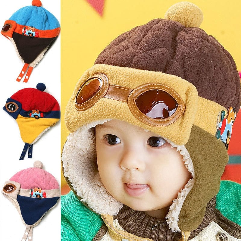 Chapeau bébé hiver ours pilote - Ourson Aviateur
