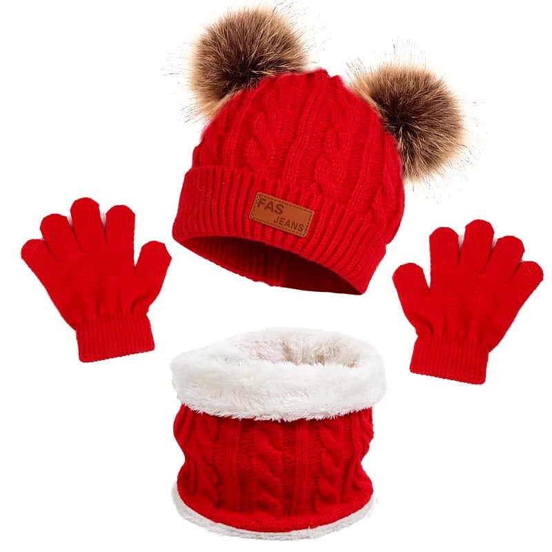 Ensemble Bonnet, Écharpe et Gants Bébé - Doux, Chaud et Adorable avec Pompons - PomponDouillet