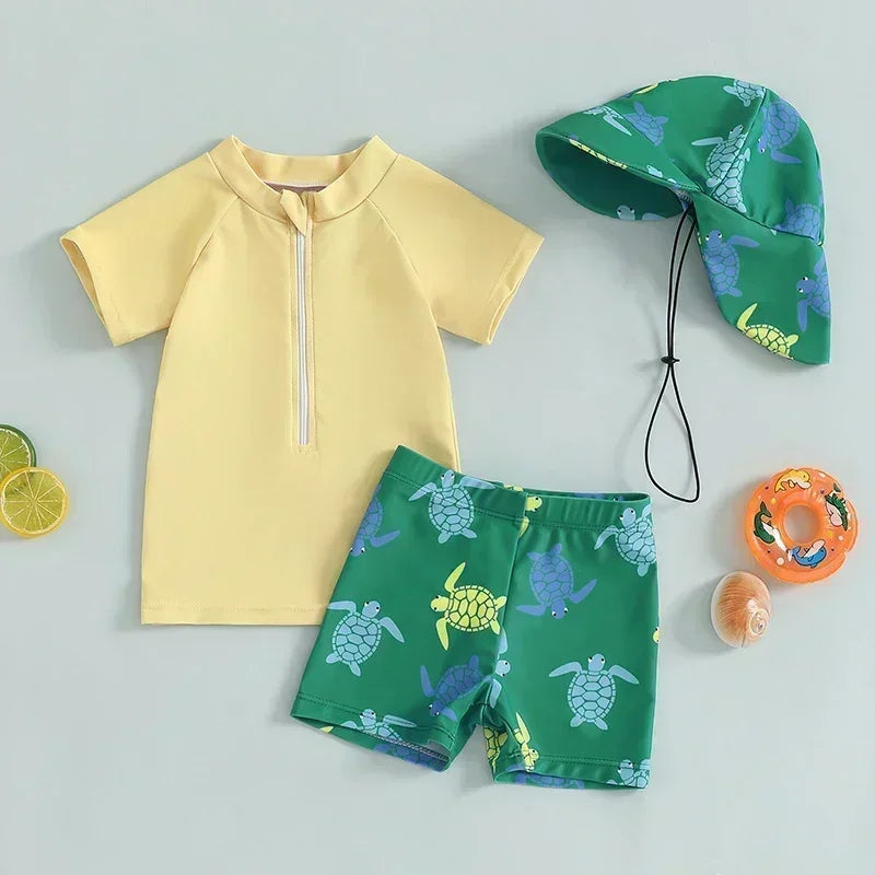 Ensemble Maillot de Bain 3 Pièces Garçon, Bonnet de Bain - TurtleBaby