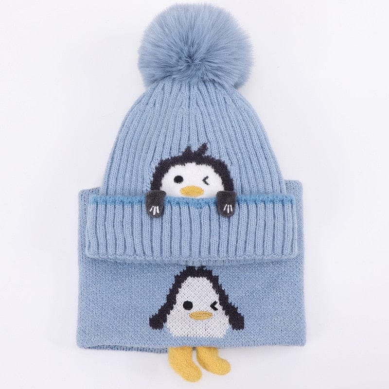 Ensemble bonnet et écharpe bébé, adorable pingouin - PenguinSet