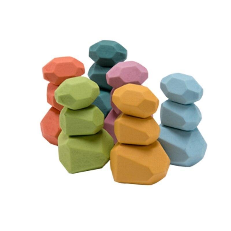 Jeu Educatif en Bois Rochers Multicolores - PebblePlay