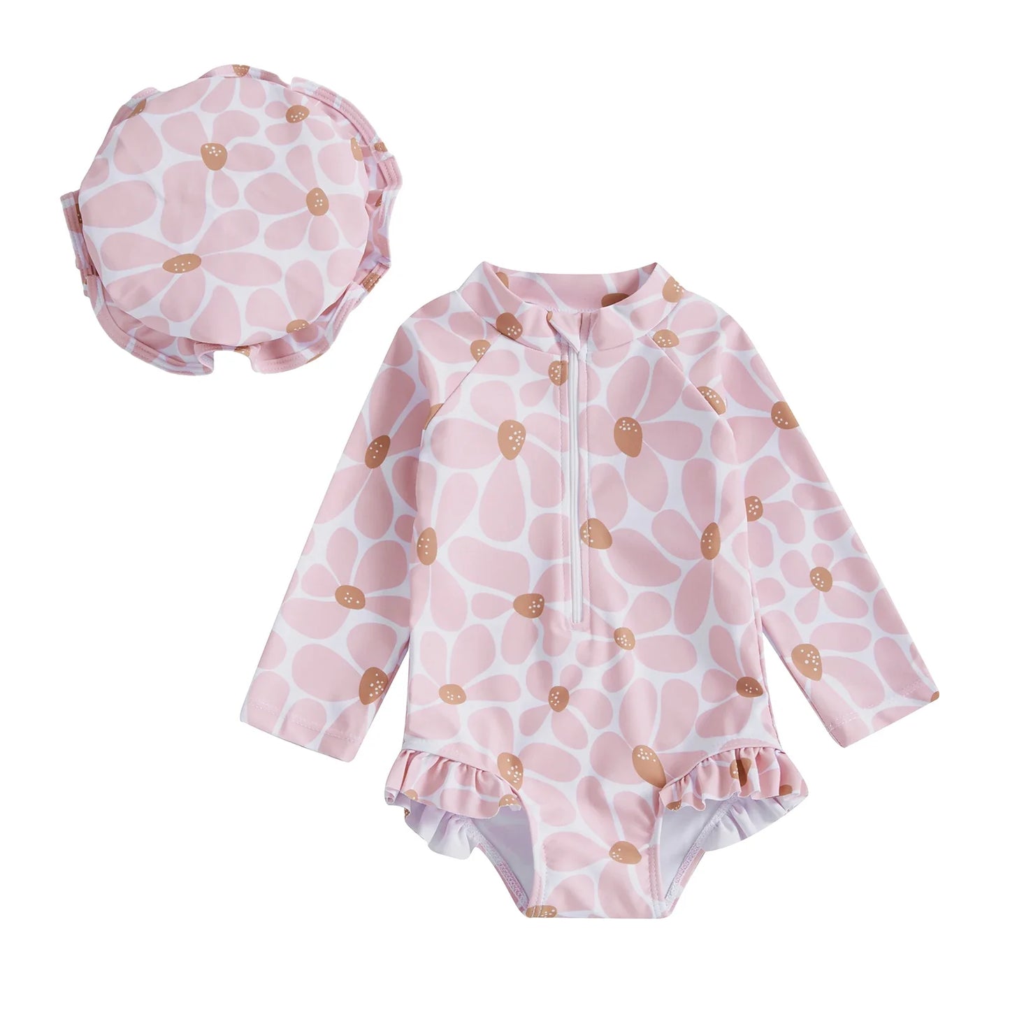 Maillot de Bain Bébé Fille Floral Volants avec Bonnet de Bain - FloralBaby