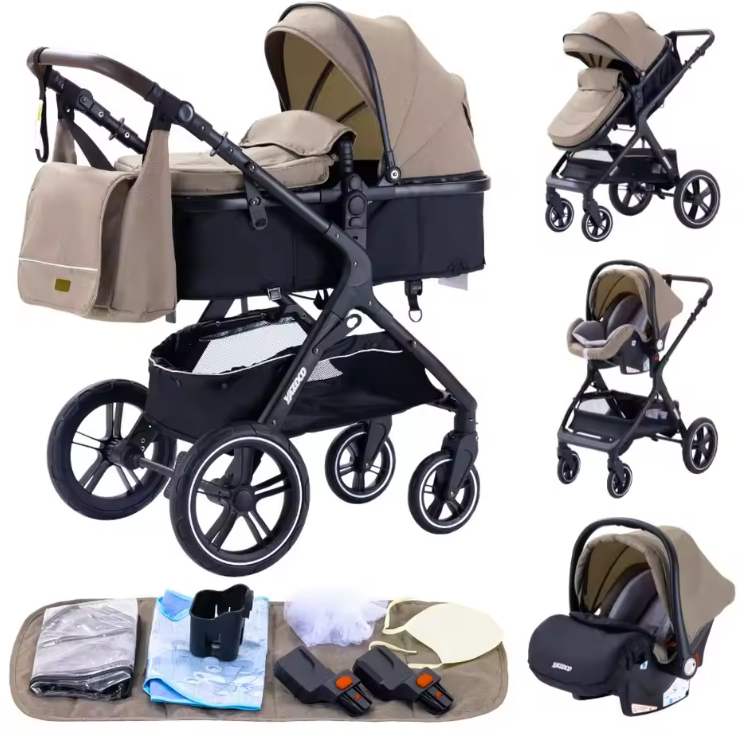 Poussette Bébé 3 en 1 avec Siège Auto et Nacelle – Offre Premium – Landauluxe