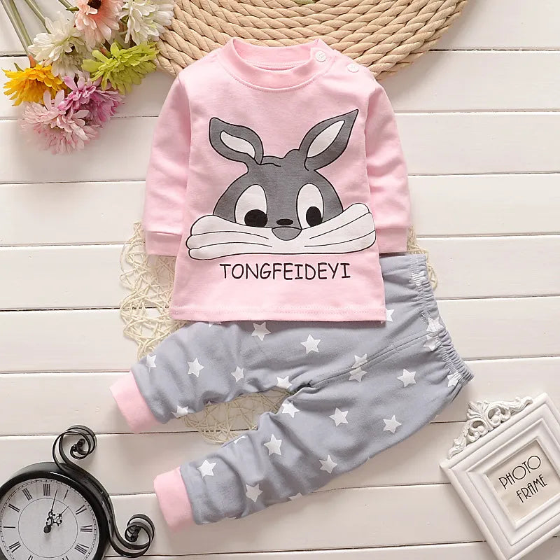 Pyjama 2 Pièces en Coton 100% pour Bébé avec Pantalon et T-shirt à Manches Longues - PyjamaCoton