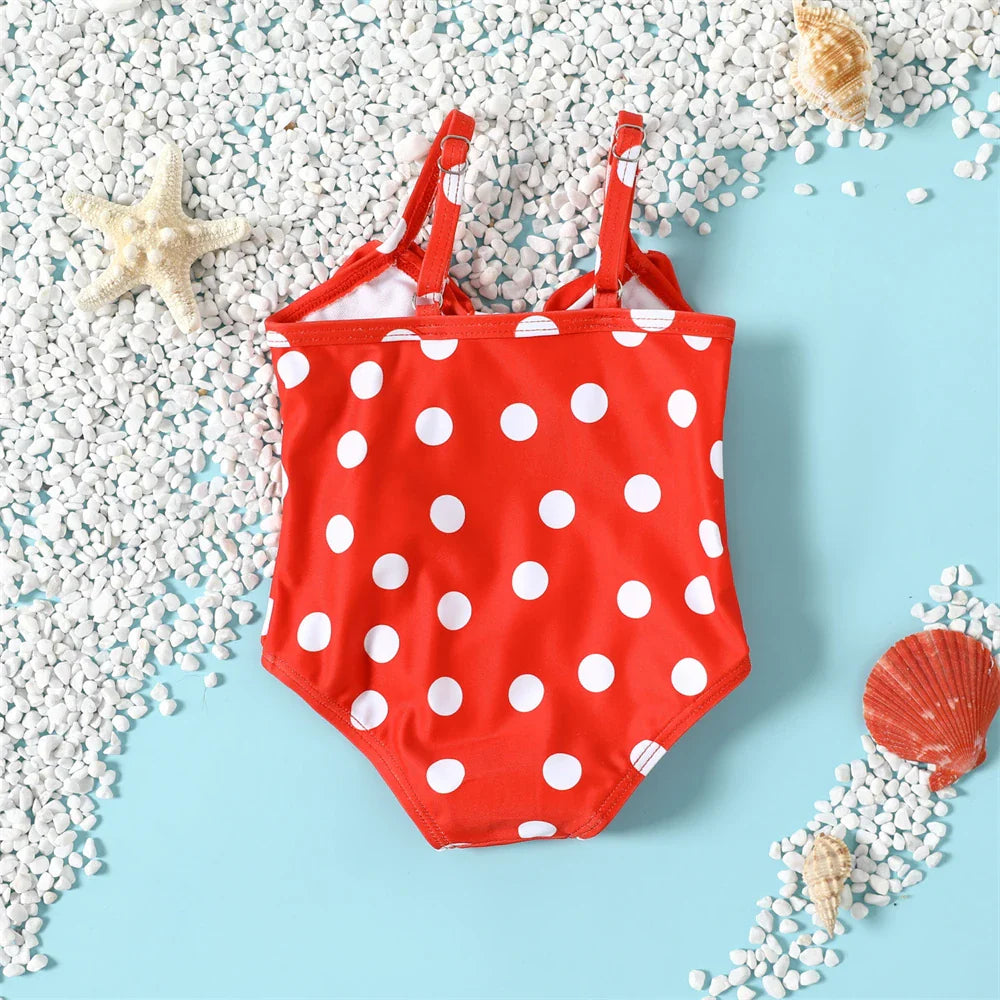 Maillot de Bain Une Pièce Mignon à Pois pour Bébé Fille de 3 à 24 Mois - MaillotBébé