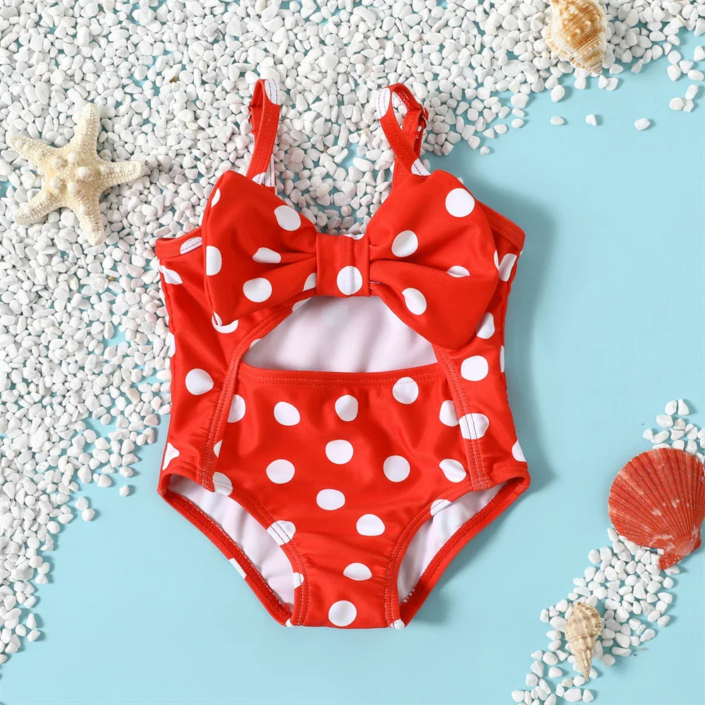 Maillot de Bain Une Pièce Mignon à Pois pour Bébé Fille de 3 à 24 Mois - MaillotBébé