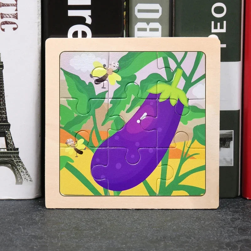 Puzzle en Bois 9 Pièces pour bébés, Multivariant - BoisCasse