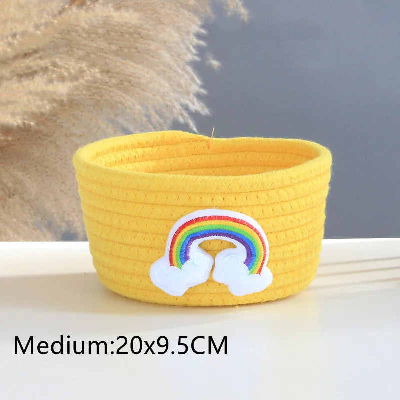 Panier rond en corde de coton bébé – Rangement pratique et décoratif - TresséDouceur