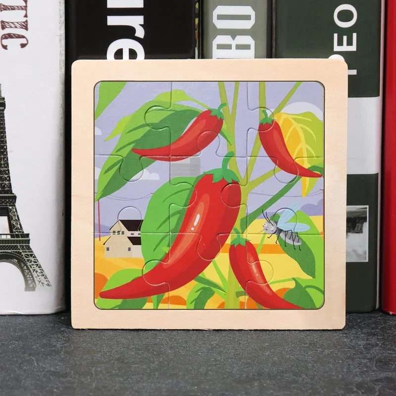 Puzzle en Bois 9 Pièces pour bébés, Multivariant - BoisCasse