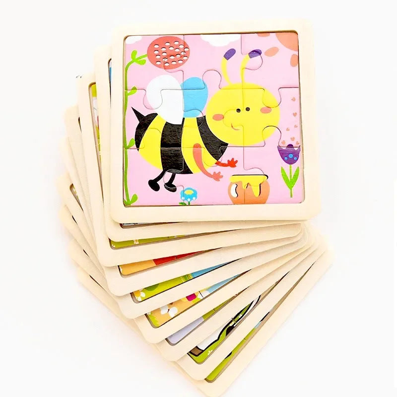 Puzzle en Bois 9 Pièces pour bébés, Multivariant - BoisCasse