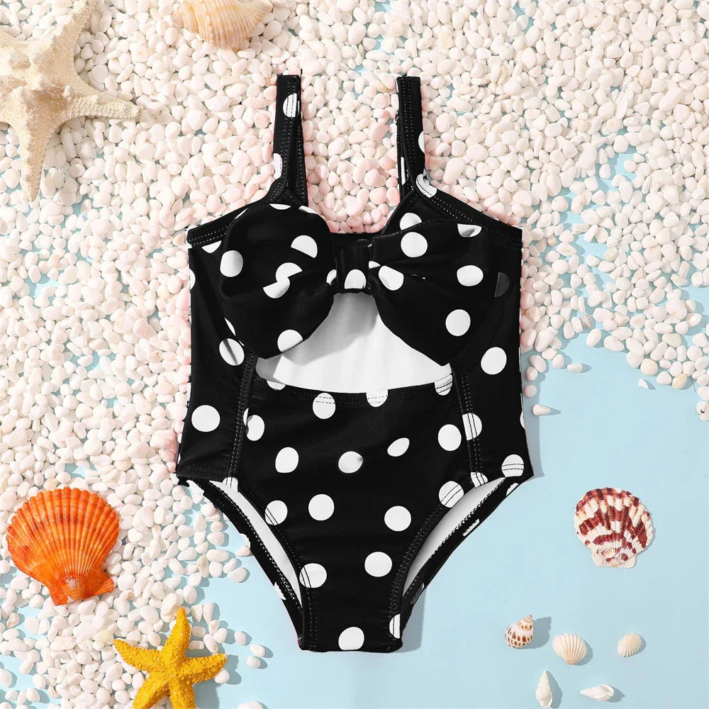 Maillot de Bain Une Pièce Mignon à Pois pour Bébé Fille de 3 à 24 Mois - MaillotBébé