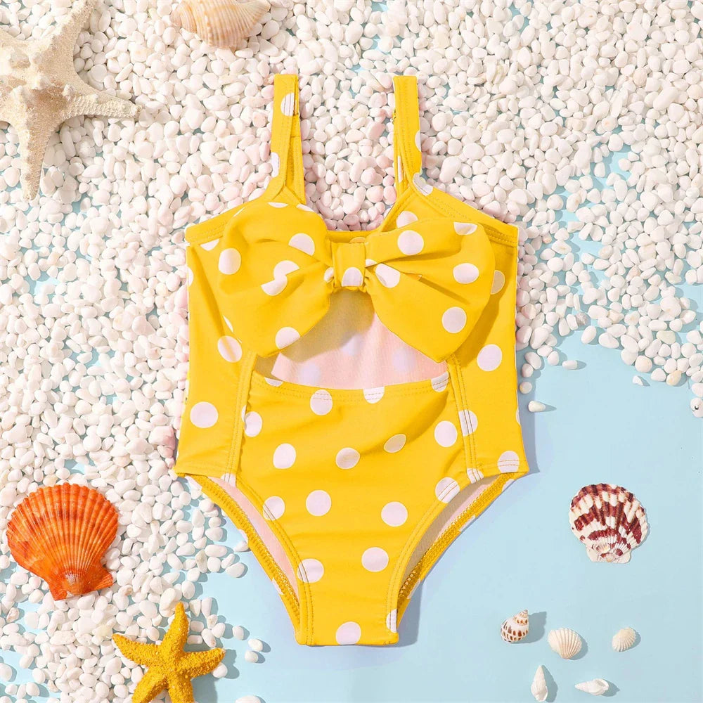 Maillot de Bain Une Pièce Mignon à Pois pour Bébé Fille de 3 à 24 Mois - MaillotBébé