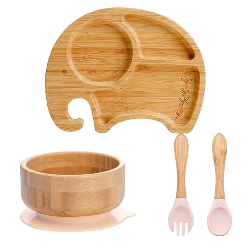 Assiette Bambou avec Ventouse Anti-Renversement pour Bébé - Elephassiette