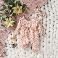 Barboteuse florale bébé fille manches longues avec bandeau – Lilovia