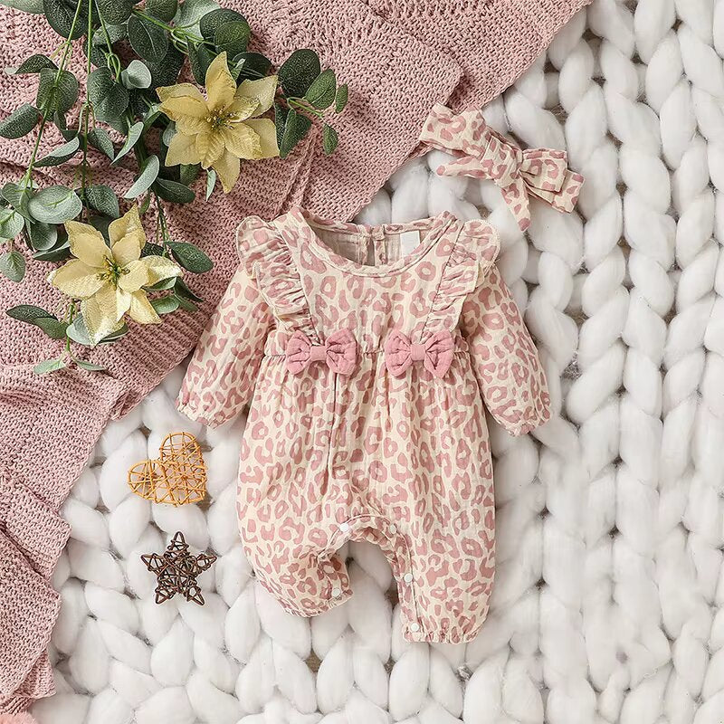 Barboteuse florale bébé fille manches longues avec bandeau – Lilovia