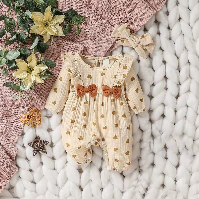 Barboteuse florale bébé fille manches longues avec bandeau – Lilovia