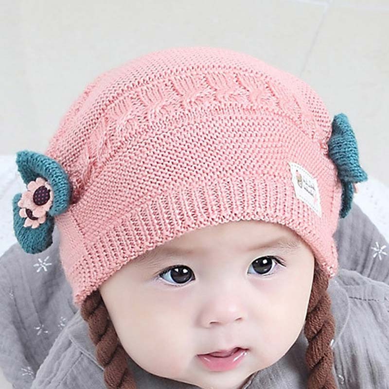 Bonnet d'Hiver pour Bébé avec Tresses et Nœuds Papillons - BébéChicBonnet