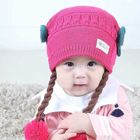 Bonnet d'Hiver pour Bébé avec Tresses et Nœuds Papillons - BébéChicBonnet