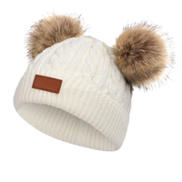 Chapeau bébé hiver en tricot avec deux pompons-BonnetPompon