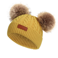 Chapeau bébé hiver en tricot avec deux pompons-BonnetPompon