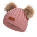Chapeau bébé hiver en tricot avec deux pompons-BonnetPompon