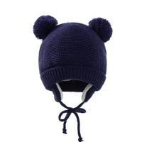 Chapeau bébé hiver en tricot, avec liens et doublure polaire - BonnetChaud