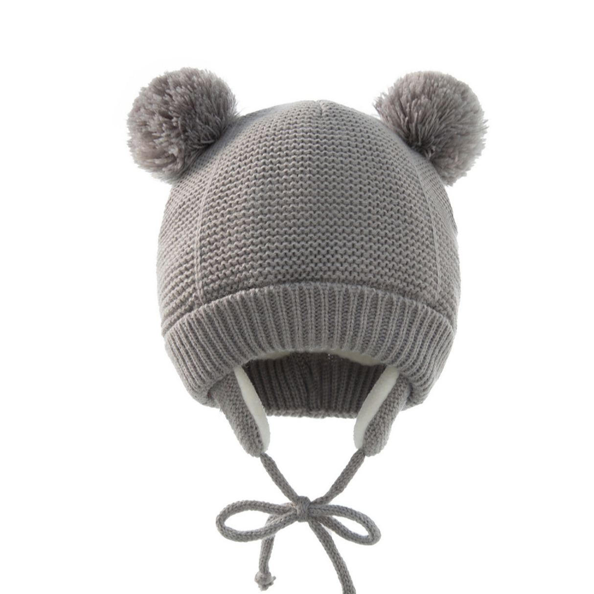 Chapeau bébé hiver en tricot, avec liens et doublure polaire - BonnetChaud