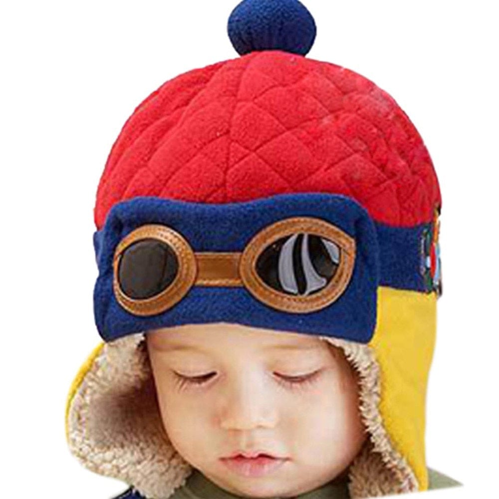 Chapeau bébé hiver ours pilote - Ourson Aviateur