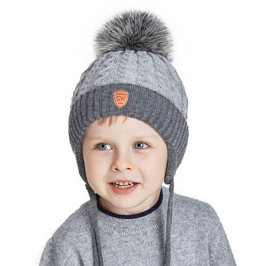 Chapeau enfant en fourrure véritable tricotée - FurCap