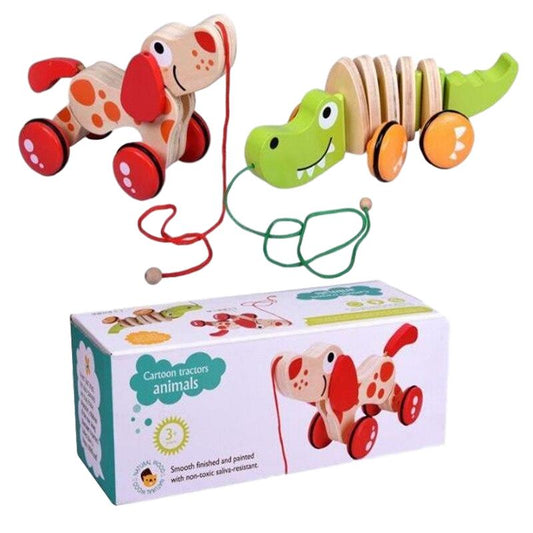 Jouets à Tirer en Bois Chien et Crocodile pour l'Apprentissage de la Marche - BuddyWood