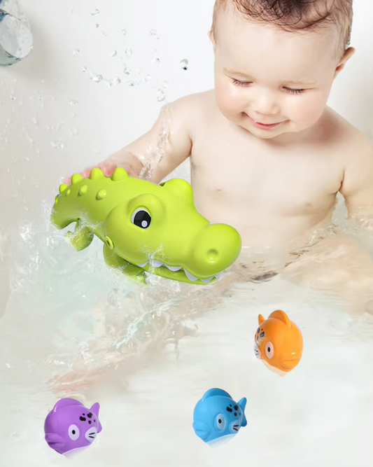 Crocodile 4 Petits Poissons Flottants, Jouet de Bain pour Enfant,3+ Ans - JouetBain