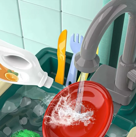 Cuisine de Jeu pour Enfants avec Robinet d’Eau Réaliste – Jouet Éducatif en Plastique Sécurisé - Evijeu