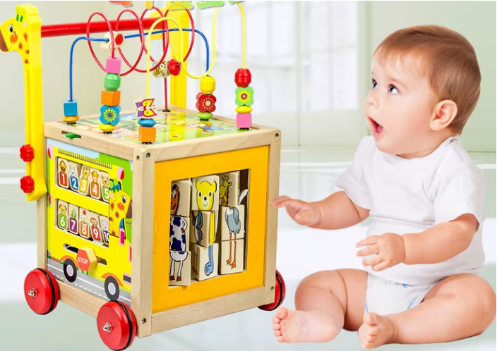 Déambulateur en bois avec jeux éducatifs - BabyWood