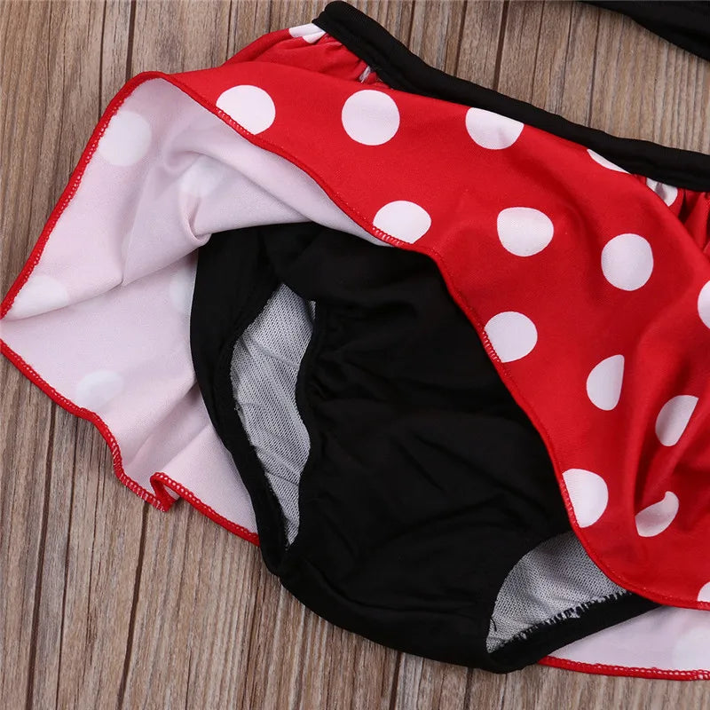 Ensemble Bikini Mignon pour Fille avec Nœud Papillon à Pois - BikiniDoux