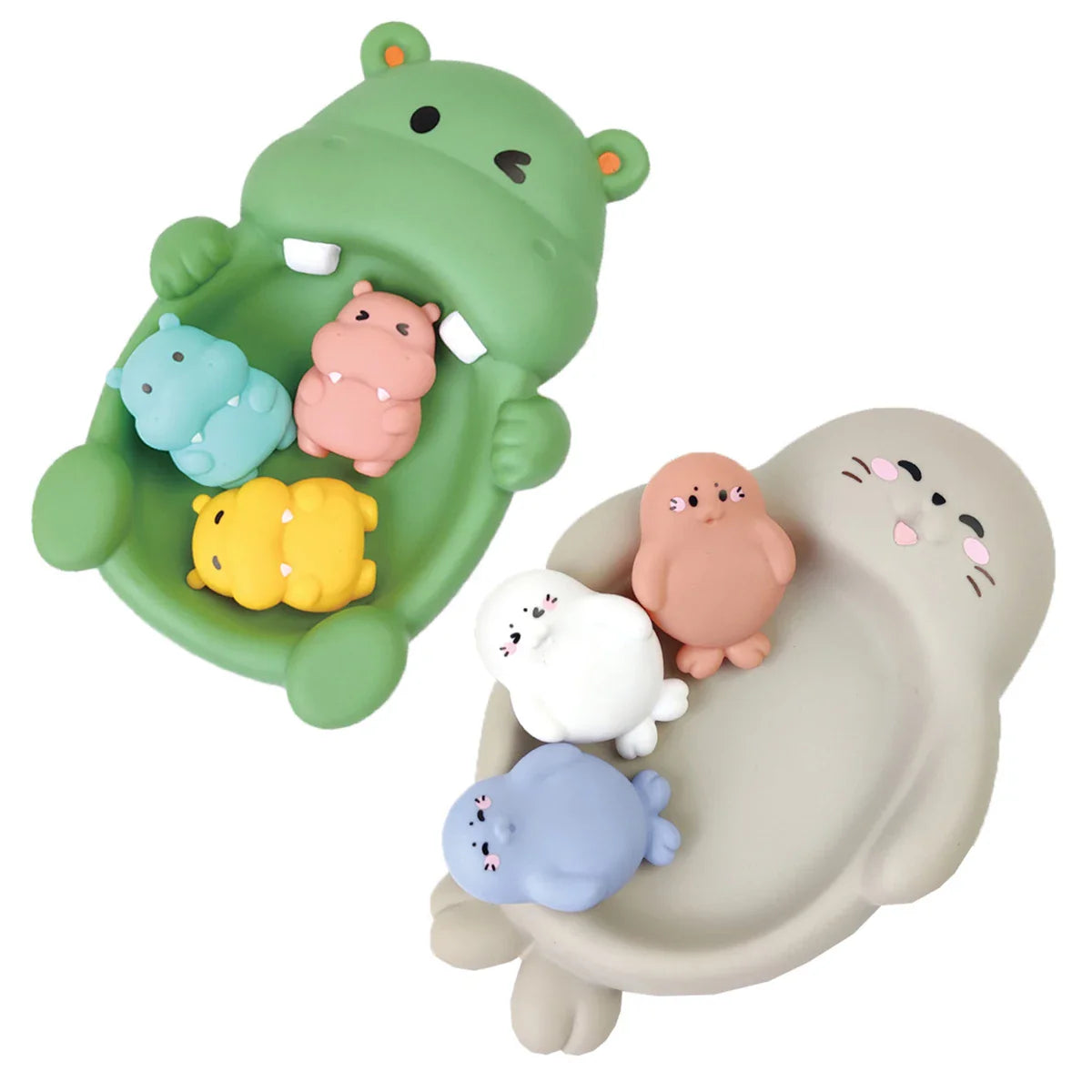 Ensemble Familial Loutre 4 Pièces, Jouet de Bain Flottant en Silicone, 12 Mois et Plus - JouetFlot