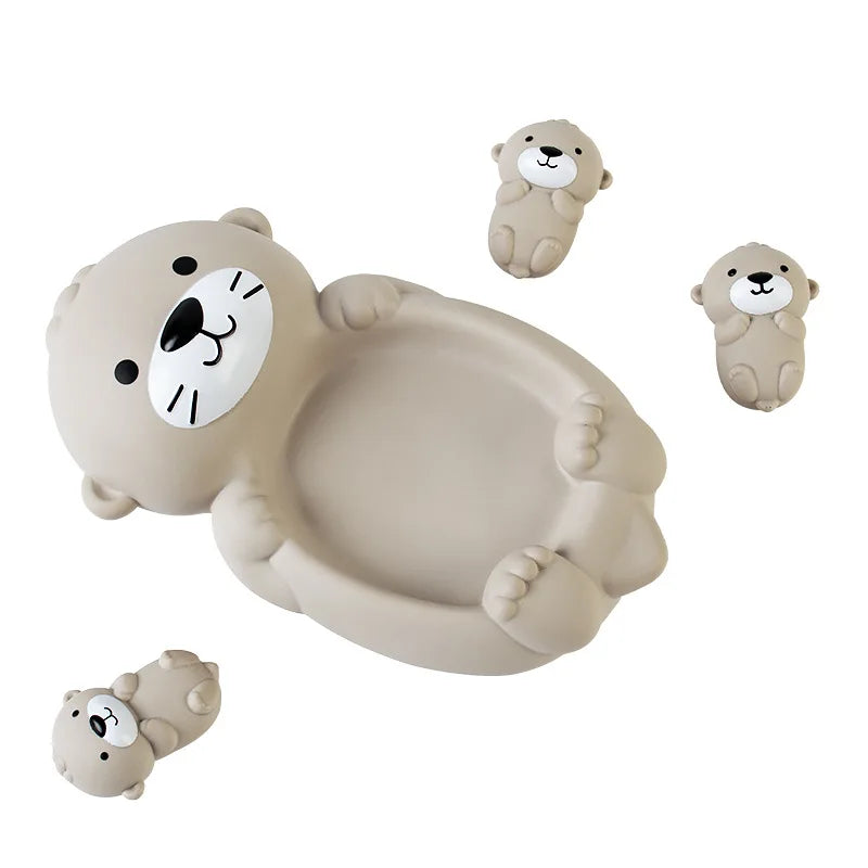 Ensemble Familial Loutre 4 Pièces, Jouet de Bain Flottant en Silicone, 12 Mois et Plus - JouetFlot