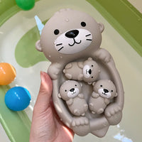 Ensemble Familial Loutre 4 Pièces, Jouet de Bain Flottant en Silicone, 12 Mois et Plus - JouetFlot