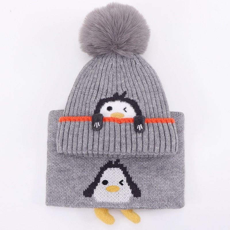 Ensemble bonnet et écharpe bébé, adorable pingouin - PenguinSet