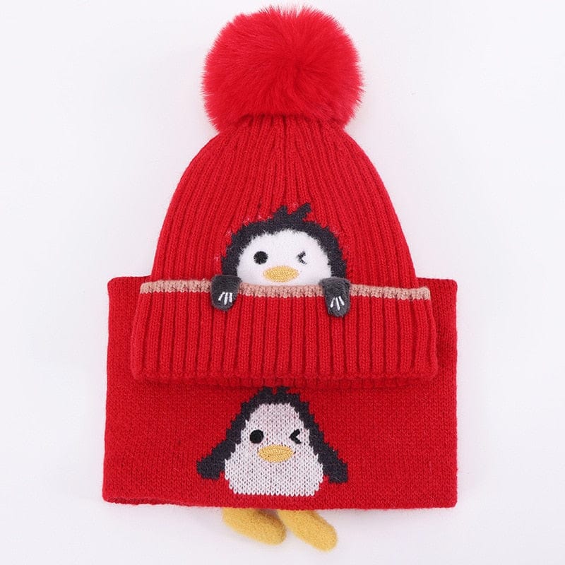 Ensemble bonnet et écharpe bébé, adorable pingouin - PenguinSet