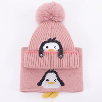Ensemble bonnet et écharpe bébé, adorable pingouin - PenguinSet