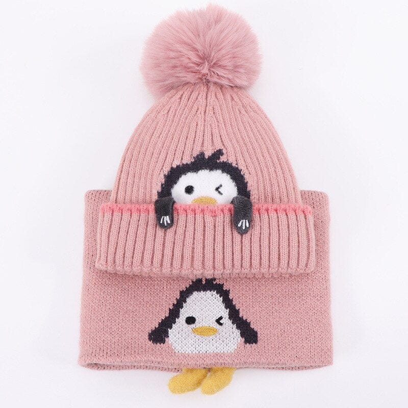 Ensemble bonnet et écharpe bébé, adorable pingouin - PenguinSet